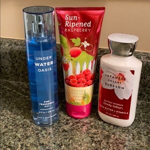 Three Bath & Body Works products